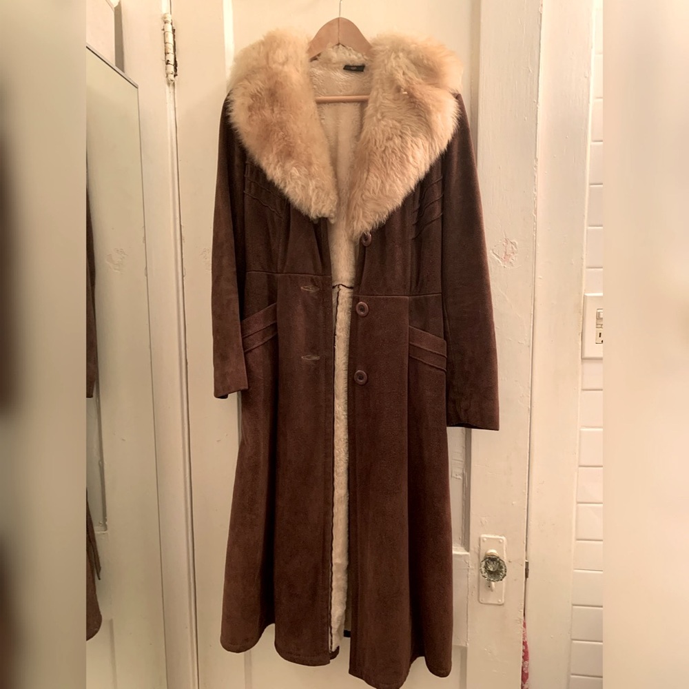 Genuine shearling and seude vintage coat